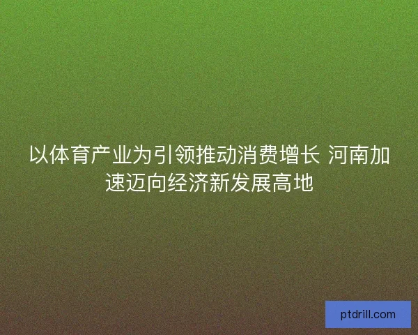 以体育产业为引领推动消费增长 河南加速迈向经济新发展高地