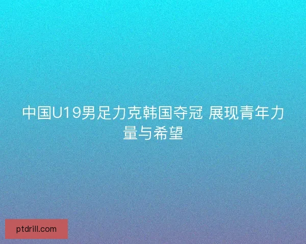 中国U19男足力克韩国夺冠 展现青年力量与希望